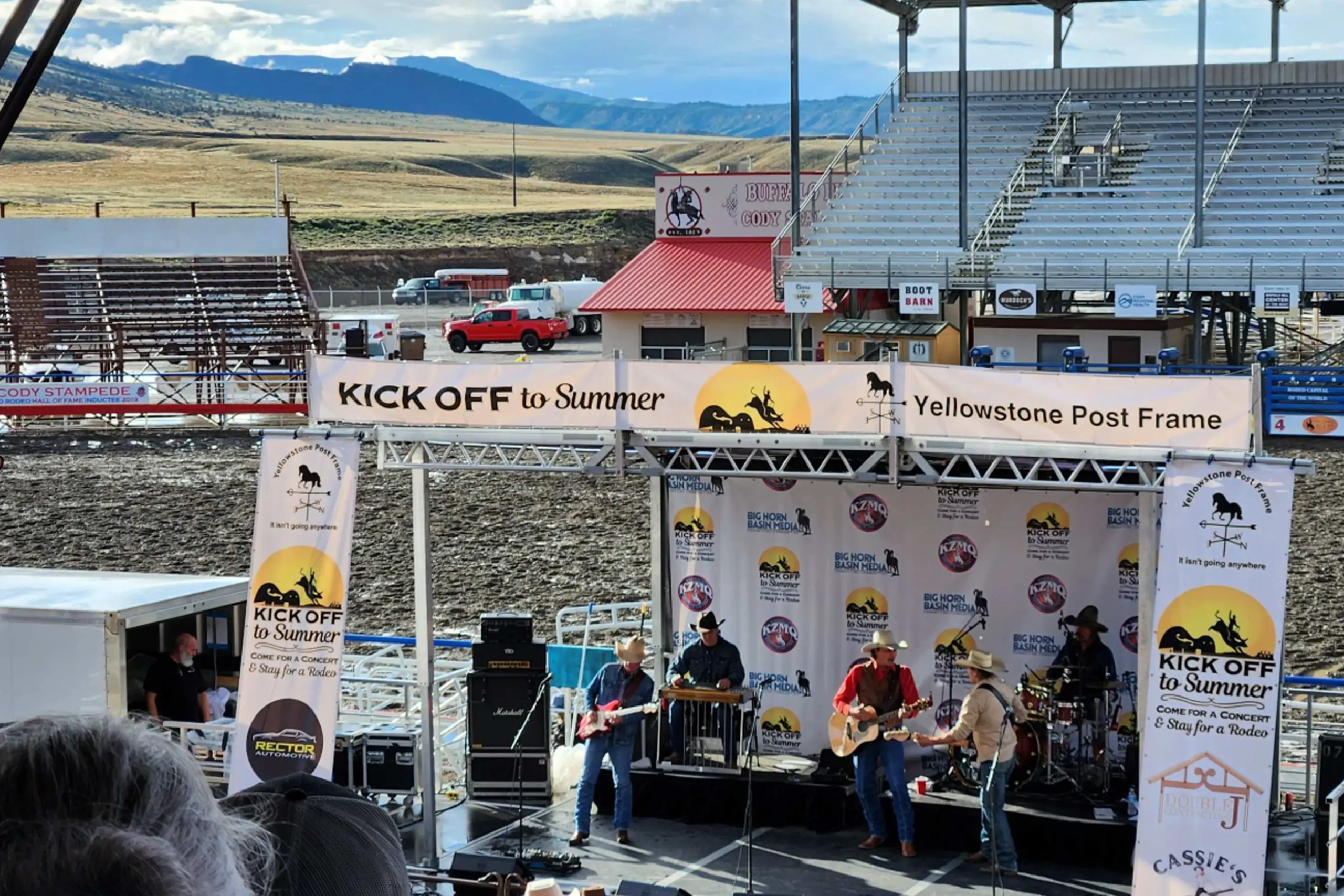 Live music performance during the Kick Off to Summer event at the Cody Stampede grounds in Cody, Wyoming.