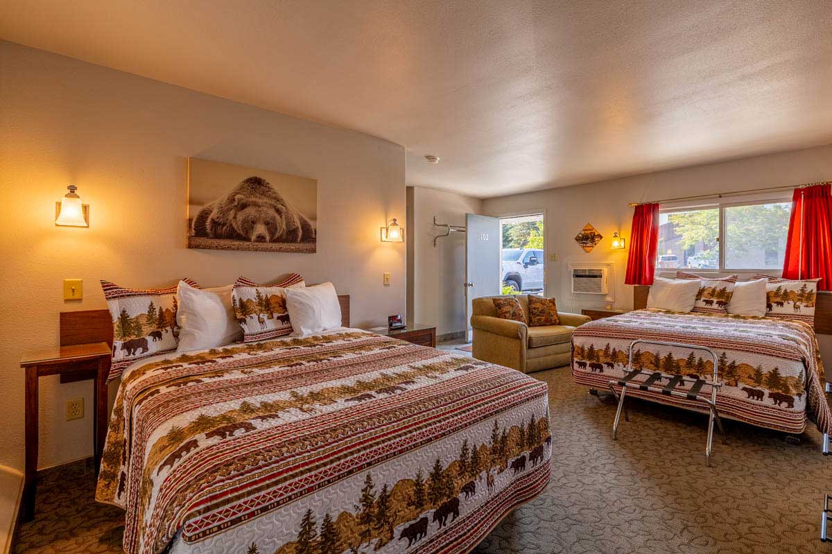 Carter Mountain Motel guest room in Cody Wyoming
